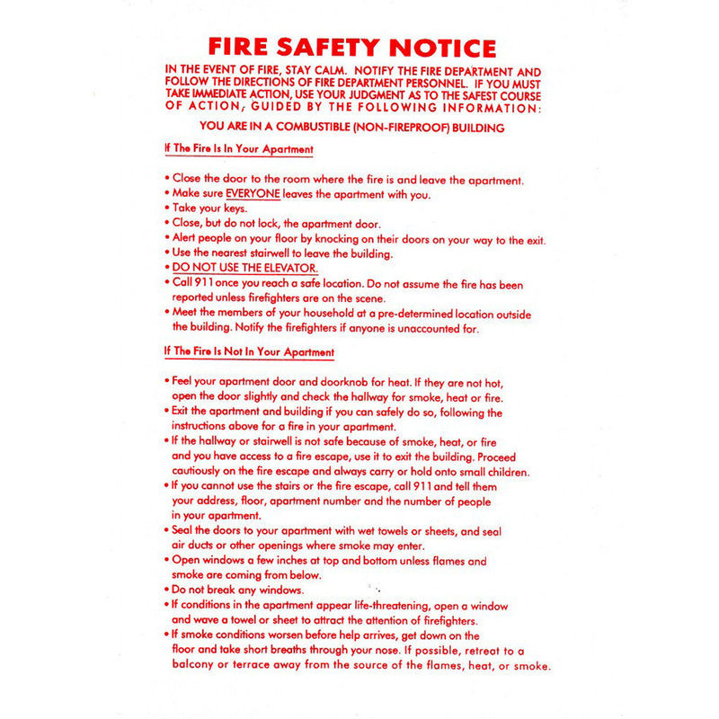Fire Safety Sign Local Law