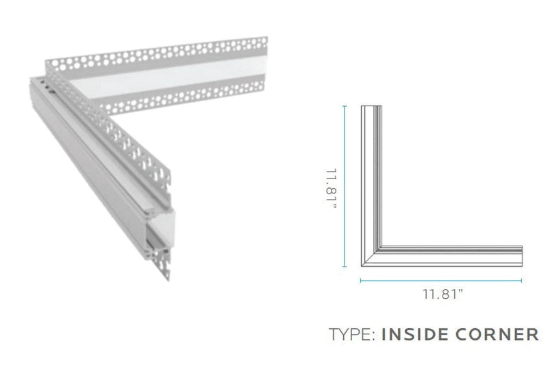 PS43107 :  TAPERITE™ CHANNEL RECESSED–PLASTER IN V1 CONNECTORS INSIDE CORNER