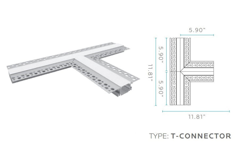 PS43109 :  TAPERITE™ CHANNEL RECESSED–PLASTER IN V1 CONNECTORS T-CONNECTOR