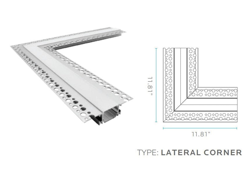 PS43116 :  TAPERITE™ CHANNEL RECESSED–PLASTER IN V2 CONNECTORS LATERAL CORNER