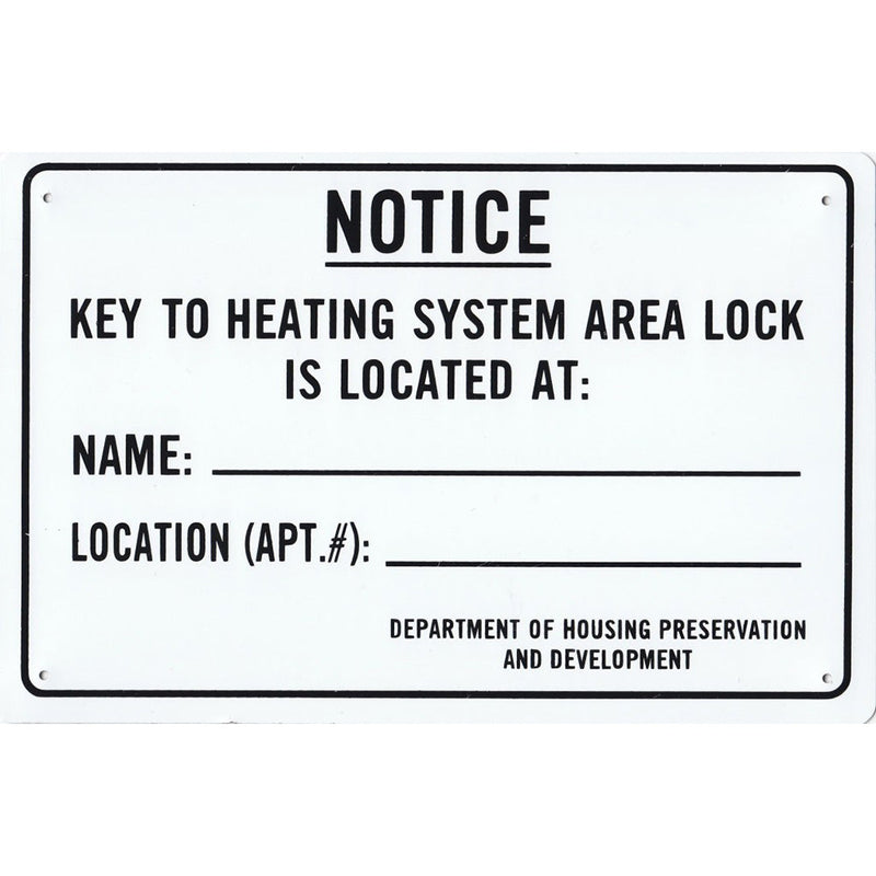 Key To Heating Systam 6” x 9”