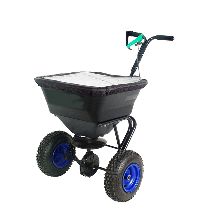 Ice Melt & Garden Broadcast Spreader Heavy Duty 100 Lb. Cap. (Rubber Wheels)